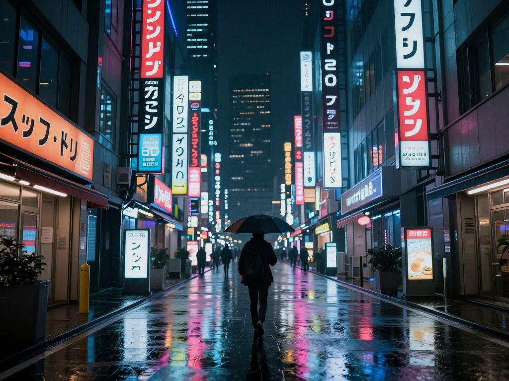 Cyberpunk city at night